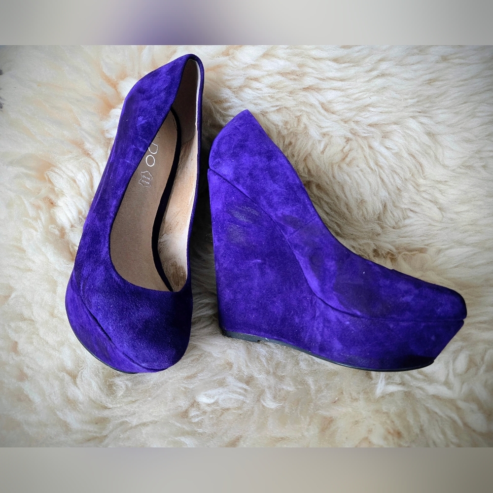 Vibrant Purple Suede Wedges